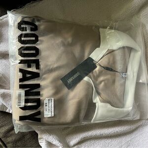 GOODFANLY Taupe and White Shirt Top/pants set